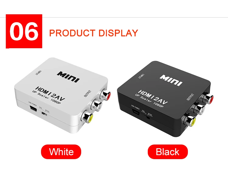 10 шт./лот HDMI К AV RCA конвертер Composite HD до масштабирования 1080 P HDMI к RCA AV Video Converter адаптер полный HDMI2AV для HD ТВ
