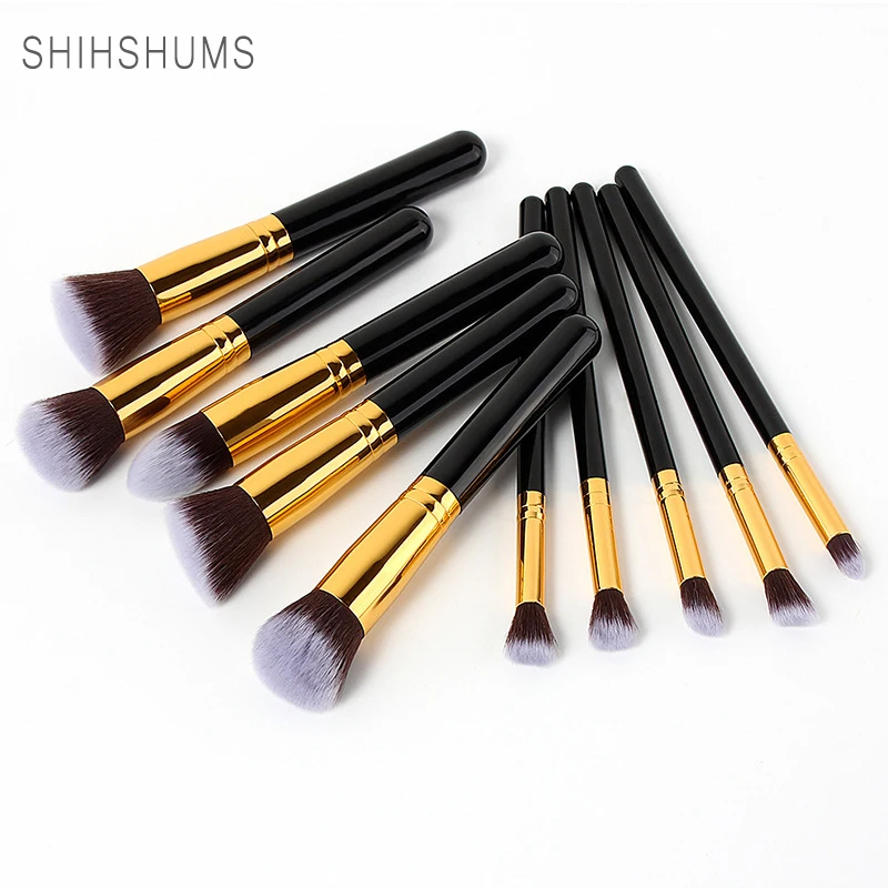 

SHIH SHUMS 10pcs Makeup Brushes Set Powder Foundation Eyeshadow Make Up Brushes Cosmetics Soft Synthetic Hair Brushes Kit Tools