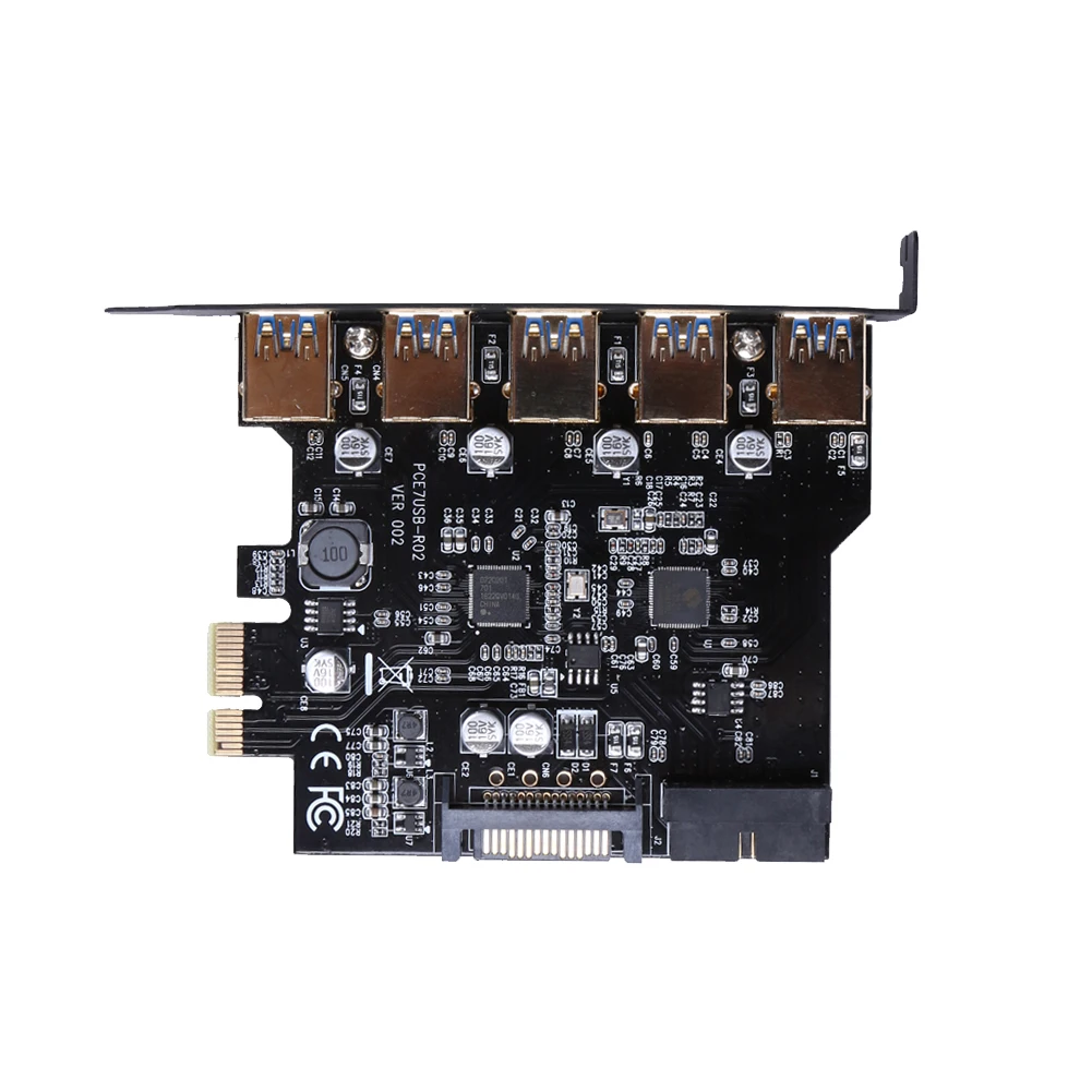 

Super speed PCI-E to USB 3.0 19-Pin 5 Port PCI Express Expansion Card SATA 15PIN Power Connector for Desktops