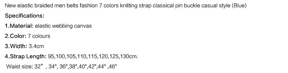Hot Colors Men Womens Casual Knitted Belt Woven Canvas Elastic Stretch Belt Plain Webbing Belt Metal Buckle Black