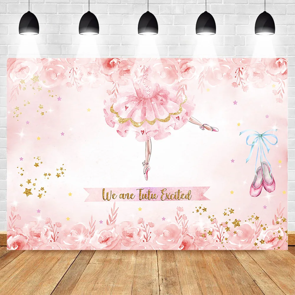 

MEHOFOTO Ballet Theme Backdrop for Photography Birthday Newborn Background Flower Backdrops Ballet Shoes Costume Gold Stars