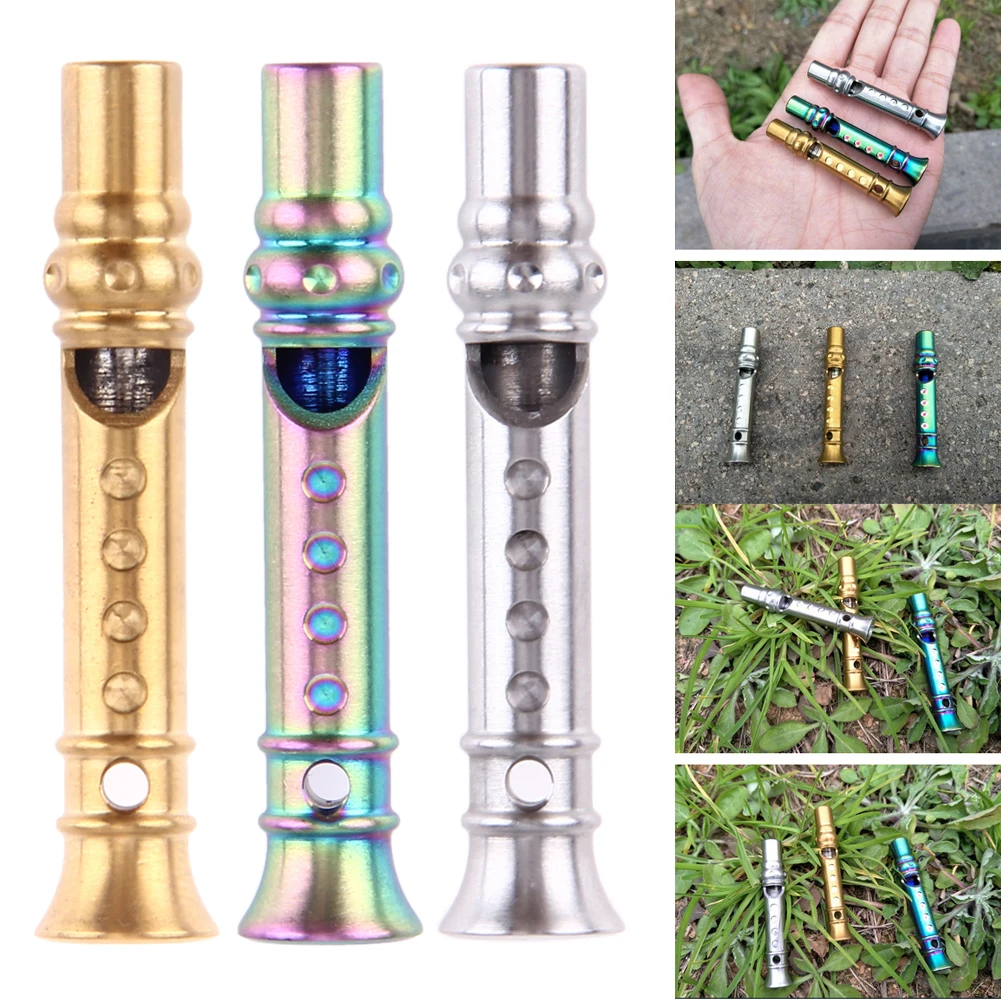 Creative Bamboo Joint Survival Stainless Steel Loud Whistle Classic Edc