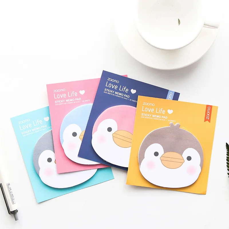 

Cute Memo Pad Kawaii Sticky Notes Paper Sticker Calendar Decor Message Cartoon Animal Penguin School Office Stationey Supply