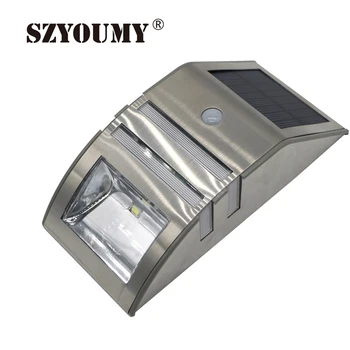 

SZYOUMY Waterproof 2 Led PIR Solar Motion Sensor Lamp Garden Yard Outdoor Wall Pathway Balcony Porch Lights Black And Silver