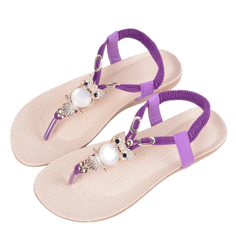 

HEFLASHOR Summer bohemian women's sandals flat beach shoes clip toe brand casual female beaded sandals open toe fashion shoes