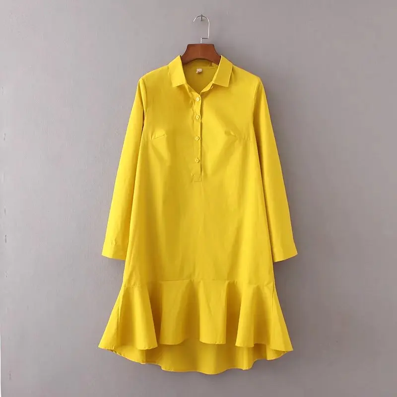 

2018 women vintage long sleeve pullover solid color fishtail mini dress elegant vestidos business women clothing dresses DS160