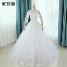 BEPEITHY Vestido De Noiva 2017 Elegant Wedding Gown Bridal Dress Popular Vintage A-Line Long Sleeve Lace Bead Wedding Dress 2017