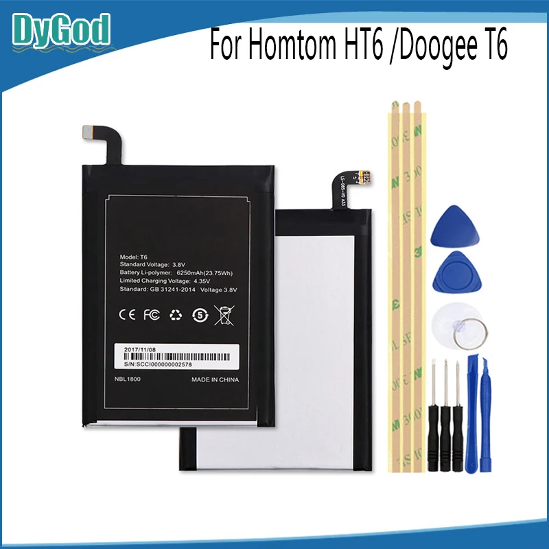 Аккумулятор большой емкости 6250 мАч для DOOGEE T6 Pro + Инструменты|large capacity battery|battery for