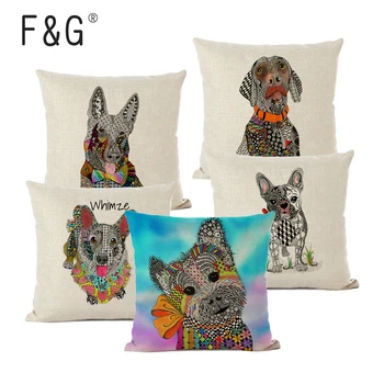 

Cute and Colourful Bulldog Cushion Cover German Shepherd Corgi Pillow Covers Decorative Creative Animals Cushions Home Decor