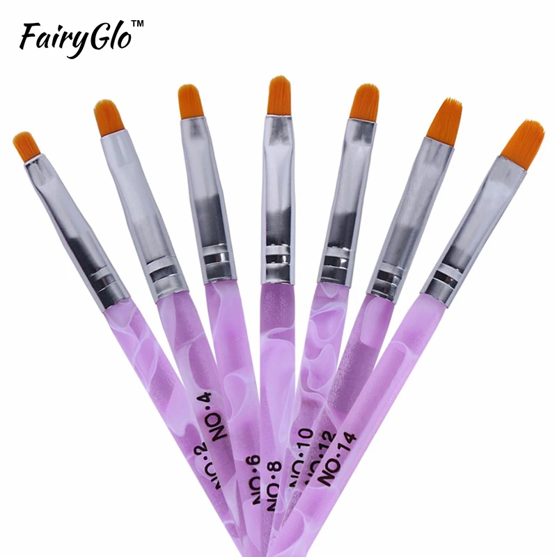 FairyGlo 7 шт./лот гелевая Лаковая ручка для дизайна ногтей кисти ручки УФ-гель для ногтей кисти для рисования картин набор маникюрных инструментов набор