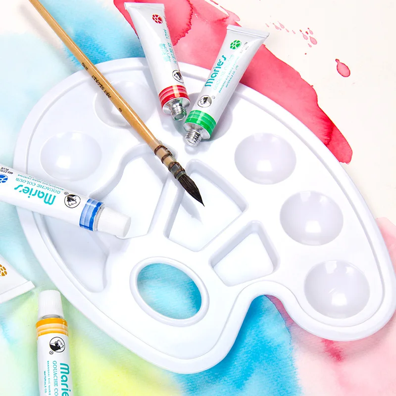

Dainayw White Plastic Acrylic Pigment Tray Watercolor Paint Palette Mixing Art Set For Student artist Painting Art Supplies
