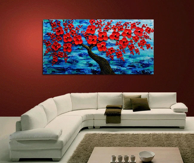 Red Cherry Blossom  blue-2