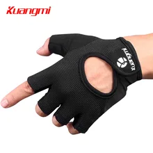 Kuangmi 1 пара перчатки для занятий тяжелой атлетикой фитнес с половиной пальца спортивные перчатки Нескользящие ладони силиконовый захват бодибилдинг тренажерный зал защита для рук