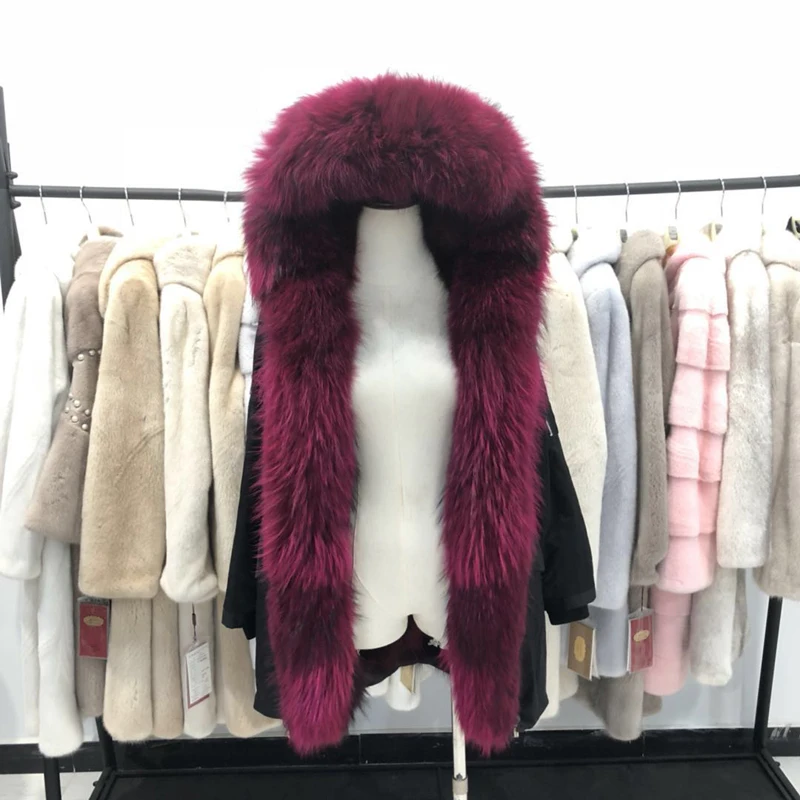 Raton green Réel Long Imperméable De black Épais Femmes Veste pink purple purple 2018 white brown Renard Parka Blue grey À Doublure Grand Véritable Hiver Capuchon Chaud Laveur white Manteau color grey green Fourrure pink pink blue qTv5B7E