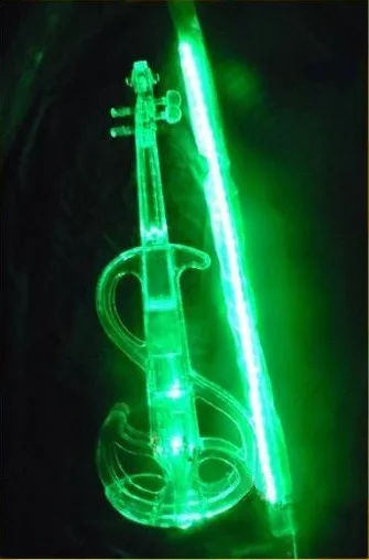 Высокое качество с светодиодный Красочные скрипки Пластик классические Серьги с драгоценными камнями; электрической скрипке с скрипки чехол и смычок компактный Структура - Цвет: With Green Light