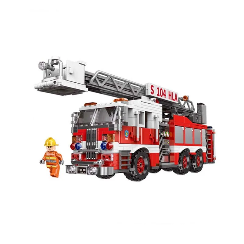 Городская серия аэропорт набор "пожарная машина", Игровые мини-фигурки, с рисунком «пожарный конструкторных блоков, Детские кубики, игрушки для детей, рождественские подарки