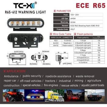 

TC-X ECE R10 E-MARK R65 Police Strobe 10 Modes Warning Light High Power Ambulance Lamp car emergency light with EU Certification