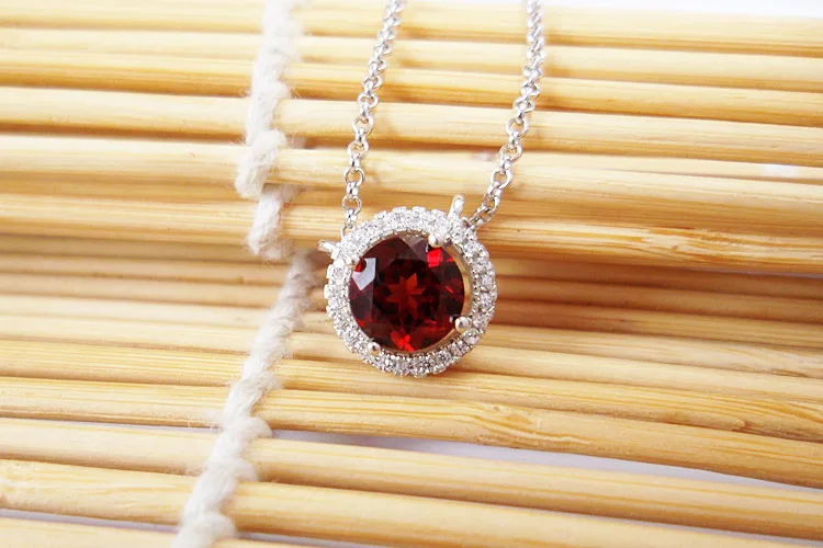 

LANZYO 925 sterling silver Pendant Necklace garnet Pendants fashion gift for women jewelry necklaces Fine Jewelry xl0707100ags