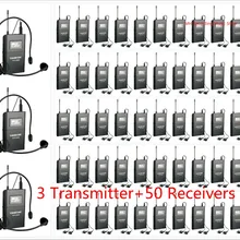 Takstar WTG-500 UHF беспроводная система гида, синхронный перевод, аудио-визуальное образование 3 передатчика+ 50 приемников