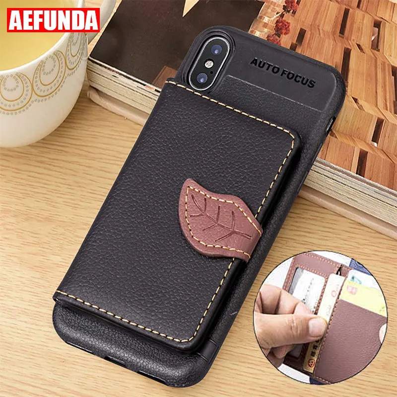 

Fashion Soft TPU Phone Case For iPhone X XS Max XR 7 8 6 6S Plus PU Leather Credit Card Slot Holder Wallet Bag Stand Cover