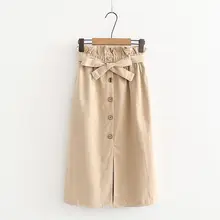 Элегантная женская юбка с высокой талией на пуговицах Женская плиссированная летняя юбка осенние женские юбки