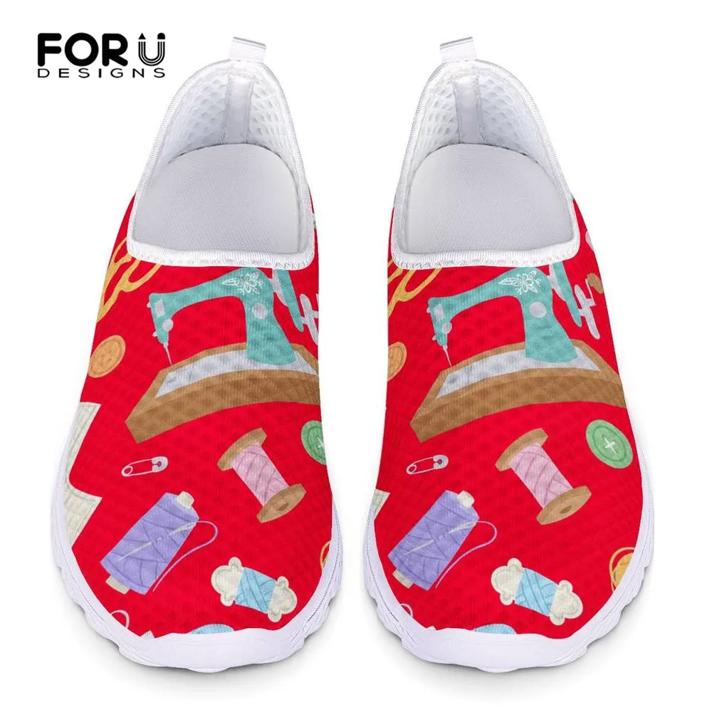 

FORUDESIGNS Women's Sneakers Sewing and Knitting Pattern Flats Ladies Shoes Woman Comfortable Mesh Light Female Shoes Zapatos