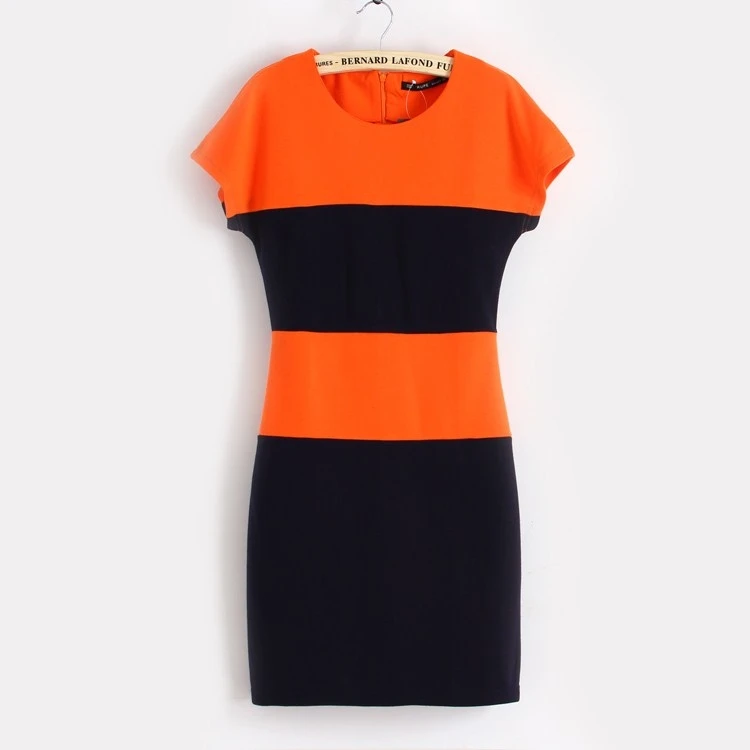 

2018 Spring Women Victoria Beckhams The Same Paragraph Slim Big Yards Spell Color Patchwork Dress WQZ8272
