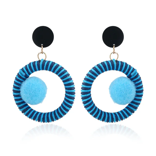 2018 New Simple Women Cartoon Girl Earrings big circle fur ball ear