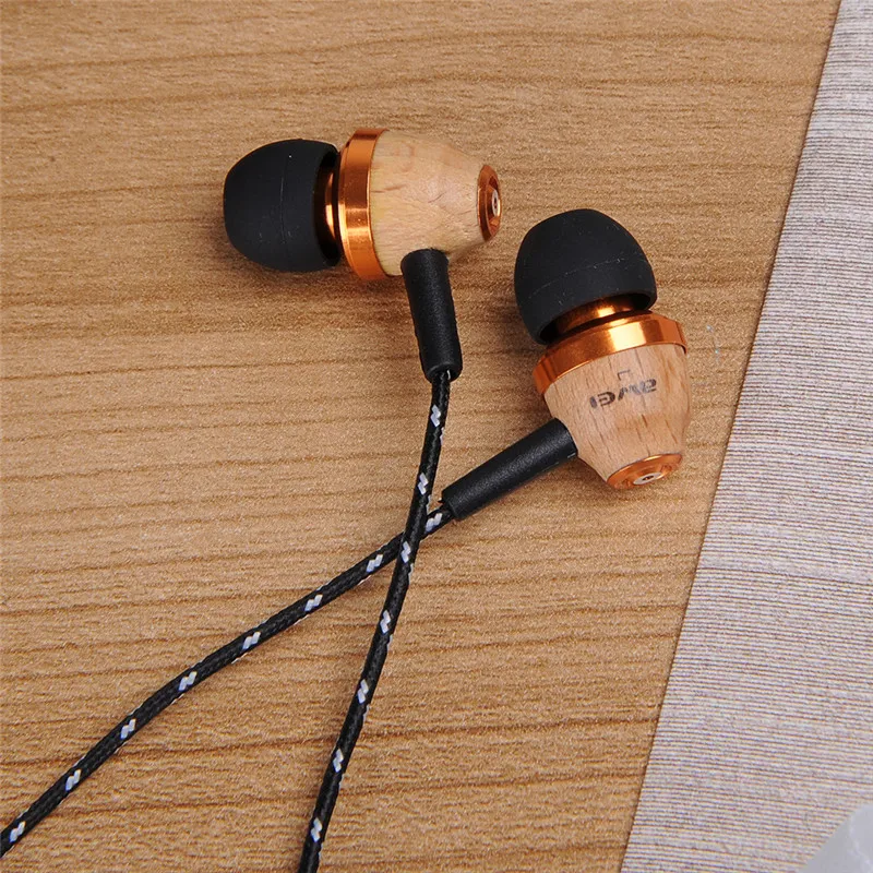 Super Bass in ear Wooden Wood 3 5mm Earphone headset for iPhone Samsung HTC Huawei Meizu