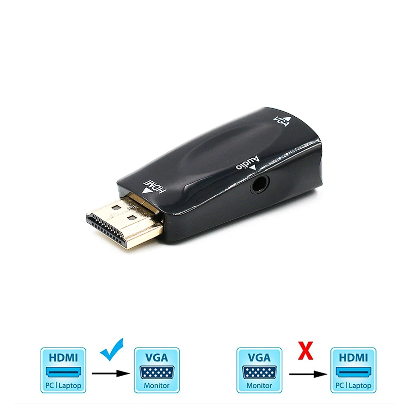 HDMI TO VGA Adapter Female to 1080p Video Converter With 3.5mm Audio Cable For PC/HDTV | Электроника