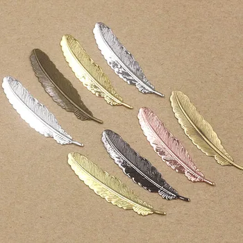 

52x12mm Vintage Feather Shape Wraps European Charms Hair Clasp Bu Yao Accessories DIY Findings Multi-Color Plated