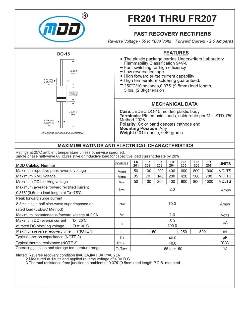 FR207 DO-41 усилитель диода выпрямителя мостиковый выпрямитель микросхемы 1000 V 2A