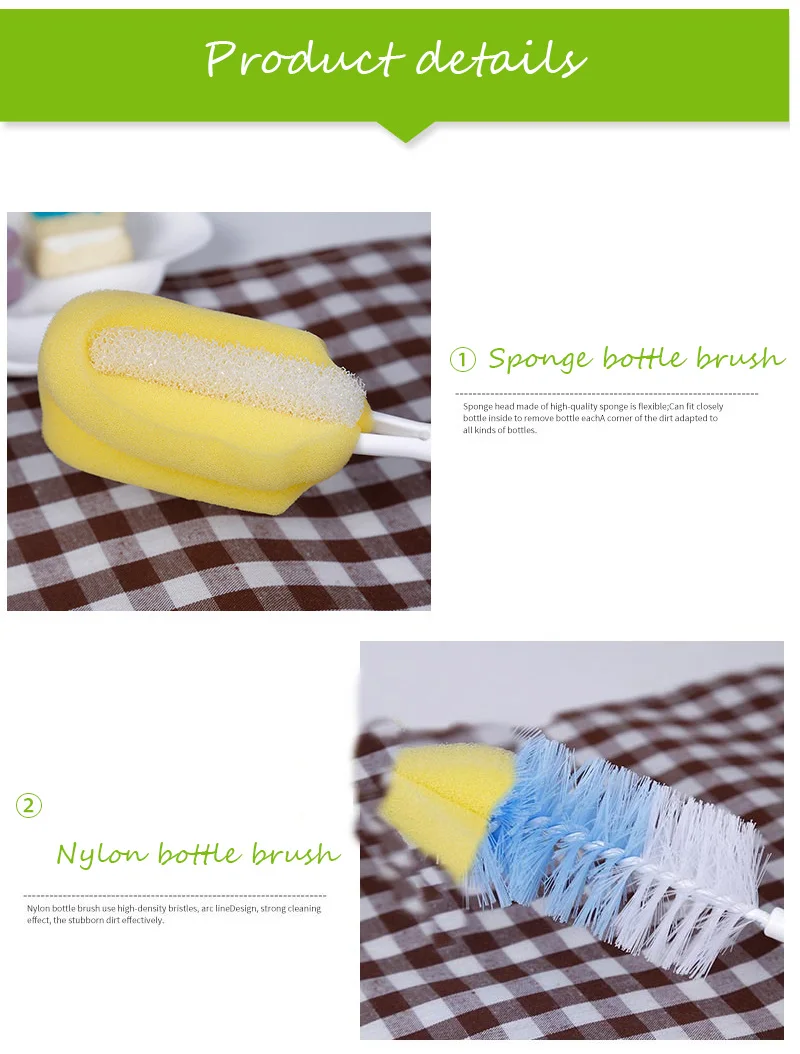 Bottle Brush Tool Set,Pacifier Brush Suction Pipe Brush 6-Piece Set,Bottle Cleaning Sponge Bottle Brush Tool Set