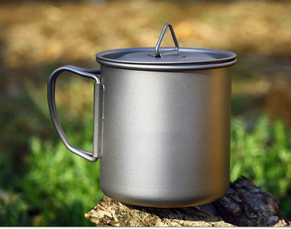Copo de Titânio para Acampamento Caneca de Titânio Copo de Acampamento Militar de Utensílios de Cozinha para Uso Chaleira para Turista Conjunto de Pratos ao ar Livre para p Caneca Doméstico 450 ml 11 militar de utensílios de cozinha para uso