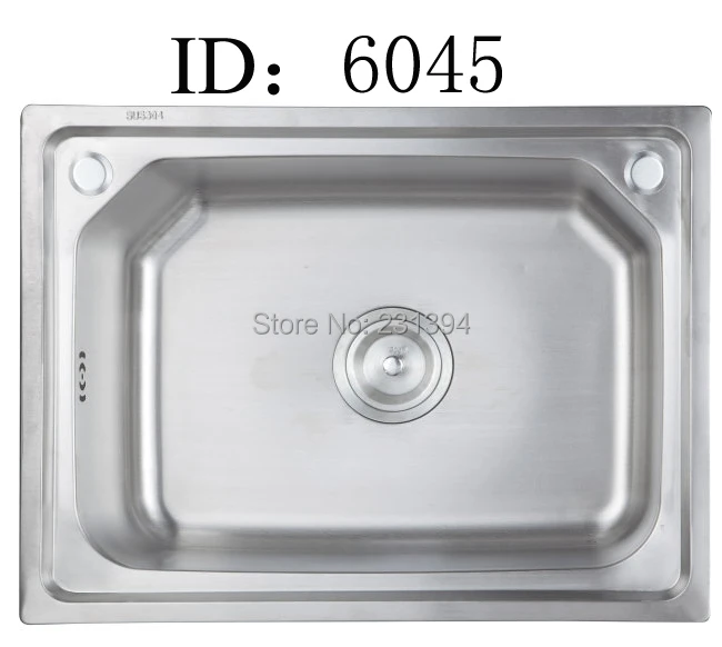 600 450 225mm 304 stainless steel Drawing Kitchen Sink Single Bowl whit Soap dispenser Faucet mounting