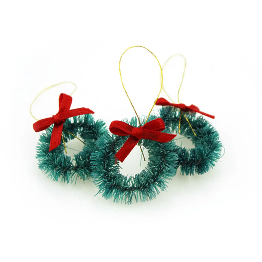 

3Pcs 1/12 Dollhouse Miniature Accessories Mini Christmas Wreath Simulation Festival Model Toys for Doll House Decoration