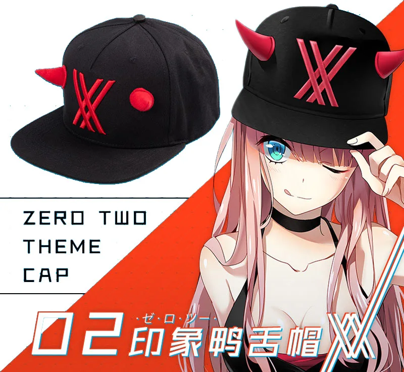 

Cosplay Anime Darling in the franxx Zero Two 02 Baseball Cap Hip-hop Style Snapback Hat for Gift or Collection