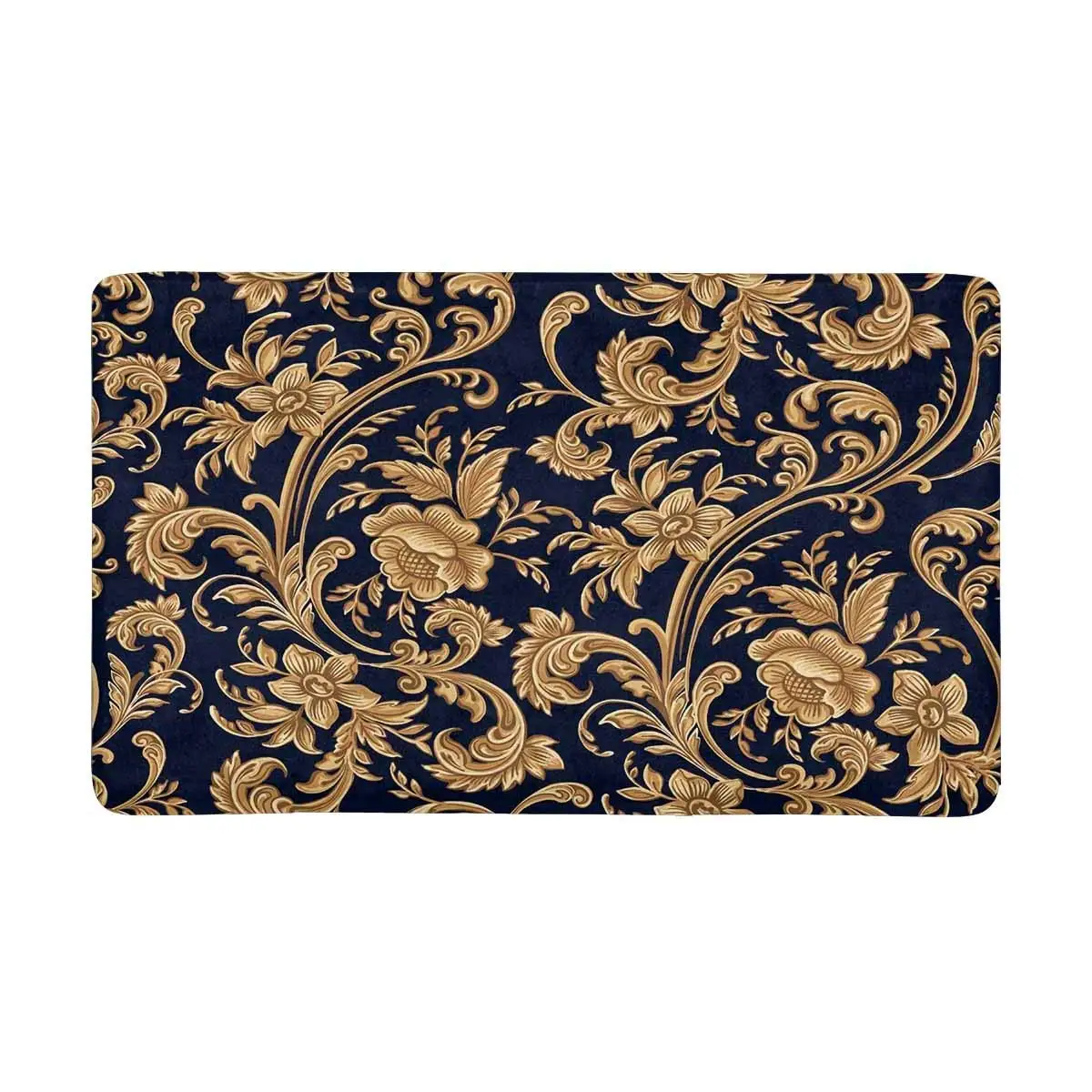 Декоративный золотой цветочный элемент, коврик для двери, противоскользящий входной коврик, коврик для передней двери, коврик с резиновой подложкой, Большой 30X18 дюймов