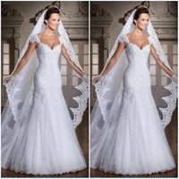 free shipping vestidos de noiva mermaid bridal gown wedding dress with cap sleeve and removable train white v neck custom made