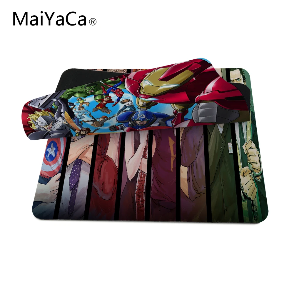 Коврик для мыши MaiYaCa из мультфильма «мстители» с коробкой, силиконовый игровой коврик для мыши 180x220x20 мм, не запирающий край