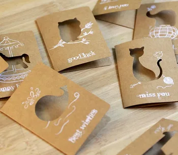 

Free ship!1lot=80pc!Sweet animal hand-painted paper greeting cards / hollow small Festival holiday wish cards