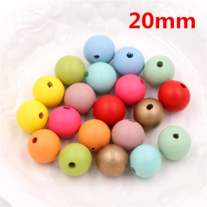 

15pcs 20mm Colorful Round Two Hole Beads Wholesale Wooden Accessory Wood Ball For DIY Jewelry Making