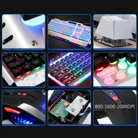 עם מקלדת מגניבים מקלדת Wired Gaming 104 מפתח עם תאורה אחורית מקלדות עכבר Combo מתכת גיימר מקלדת רוסית מדבקות מחשב שולחני (5)