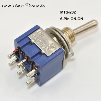 

5pcs MTS-202 DPDT Switch 6A 125V AC 6-Pin ON-ON Mini Toggle Switches For Switching Lights Motors