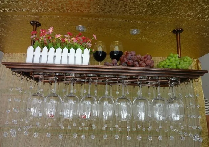Топ-номинальный Кристалл бусины держатель для вина бокал подставка для подвешивания на стену чашка стойка для вина 60 см(L) 35 см(W
