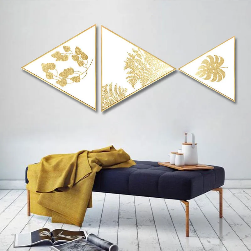 

Creative ins Gold foil plant restaurant decoration painting hotel painting home mural kitchen painting mural Hanging painting