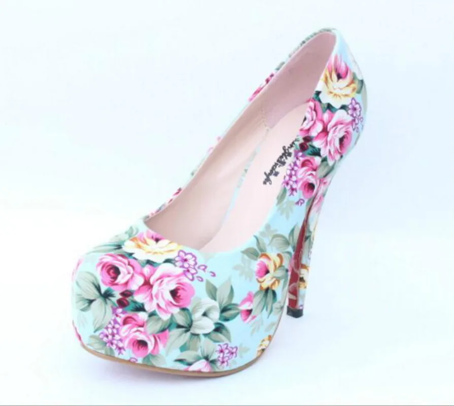 rouge blanc Pompes forme Plate Fleurs Blue De Mariage 43 34 Parti light Blue Sexy Femmes Imprimé Du Femme Filles Hauts Eur Dark Talons Chaussures Rqwxd1