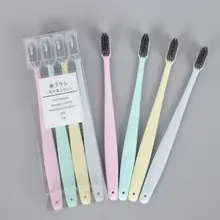 4 шт./компл. для взрослых на очень тонком каблуке зубные щетки с мягкой щетиной для жениха уголь зубные щетки биоразлагаемые пшеничной соломы ручка гигиены ротовой полости с головных уборов