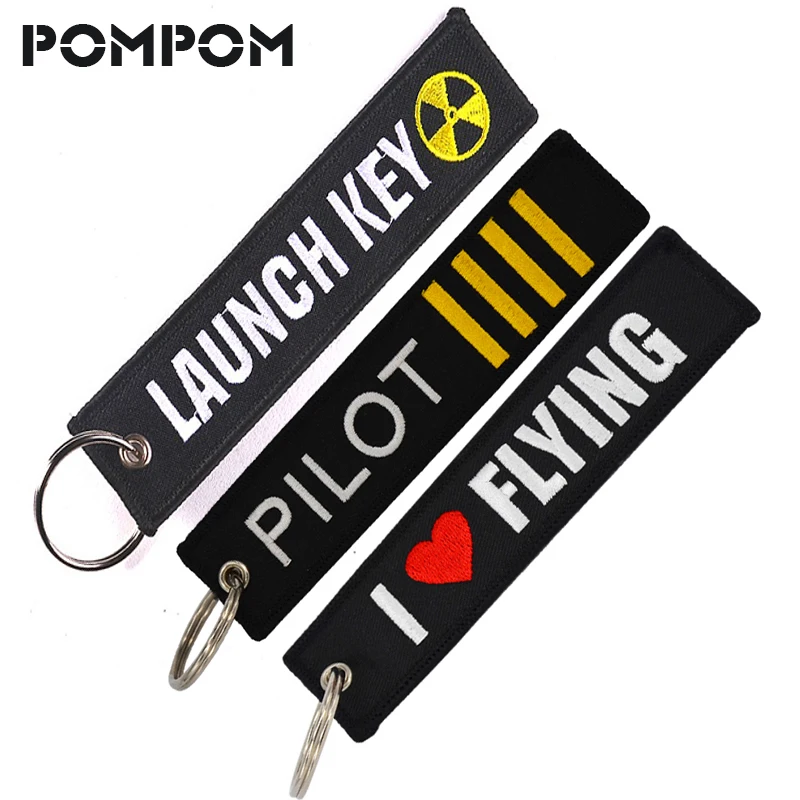 

POMPOM Pilot Keychain for Aviation Gifts Custom Keychain Safety Tags Label Stitch keychian Keyring pilot tags llavero aviacion