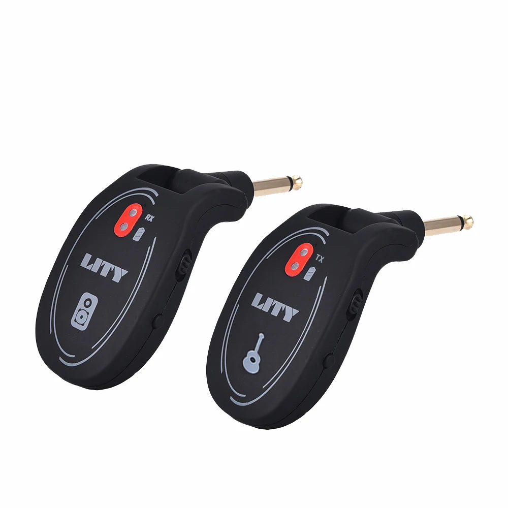 

UHF Wireless Guitar System Transmitter Receiver Built-in Lithium Rechargeable Battery 50M Transmission Range for Electric Guitar